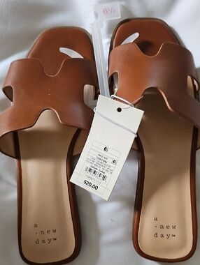 a new day Brown Open-Toe Slide Mules Fron Target